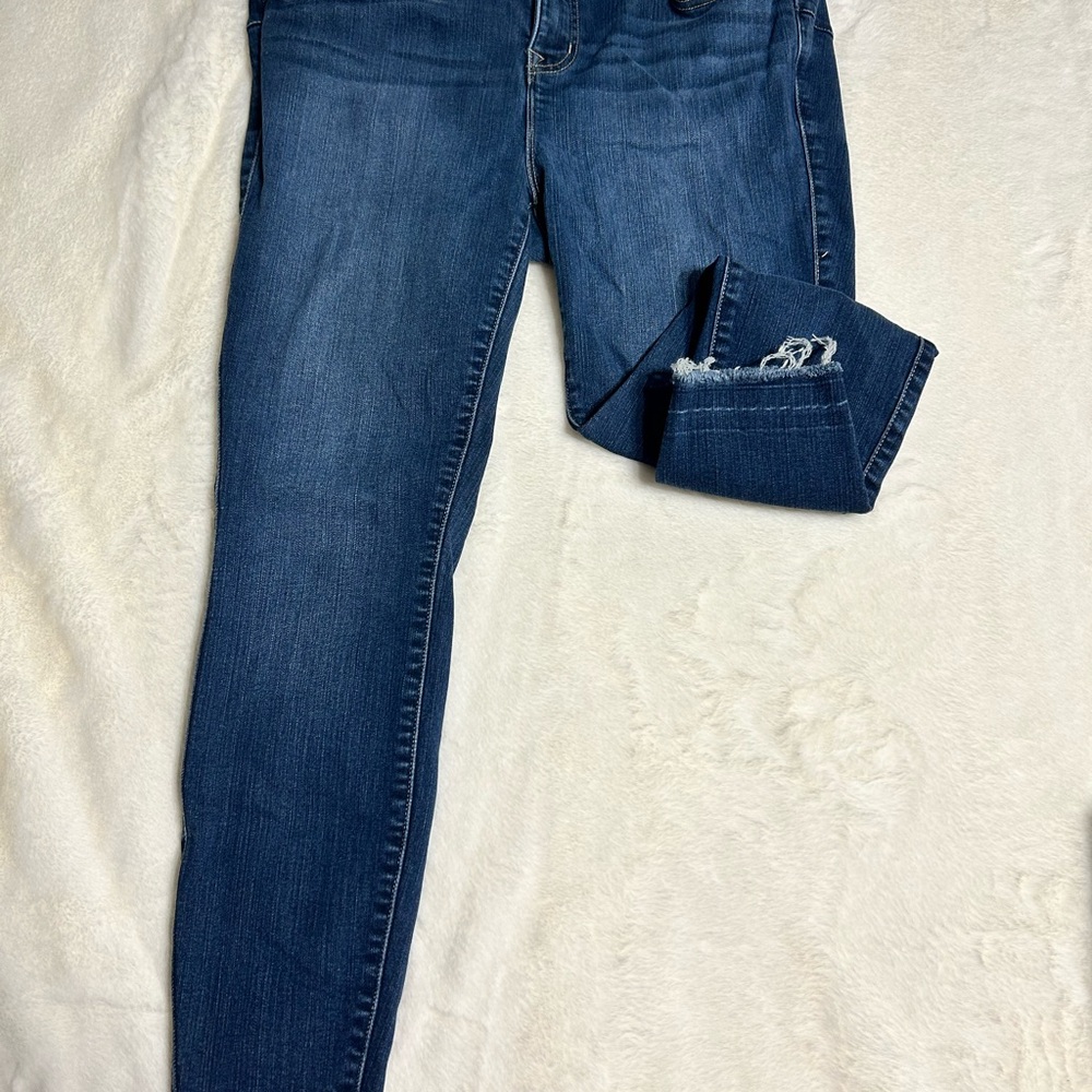 torrid Dark Indigo Skinny Jeans with Frayed Hem